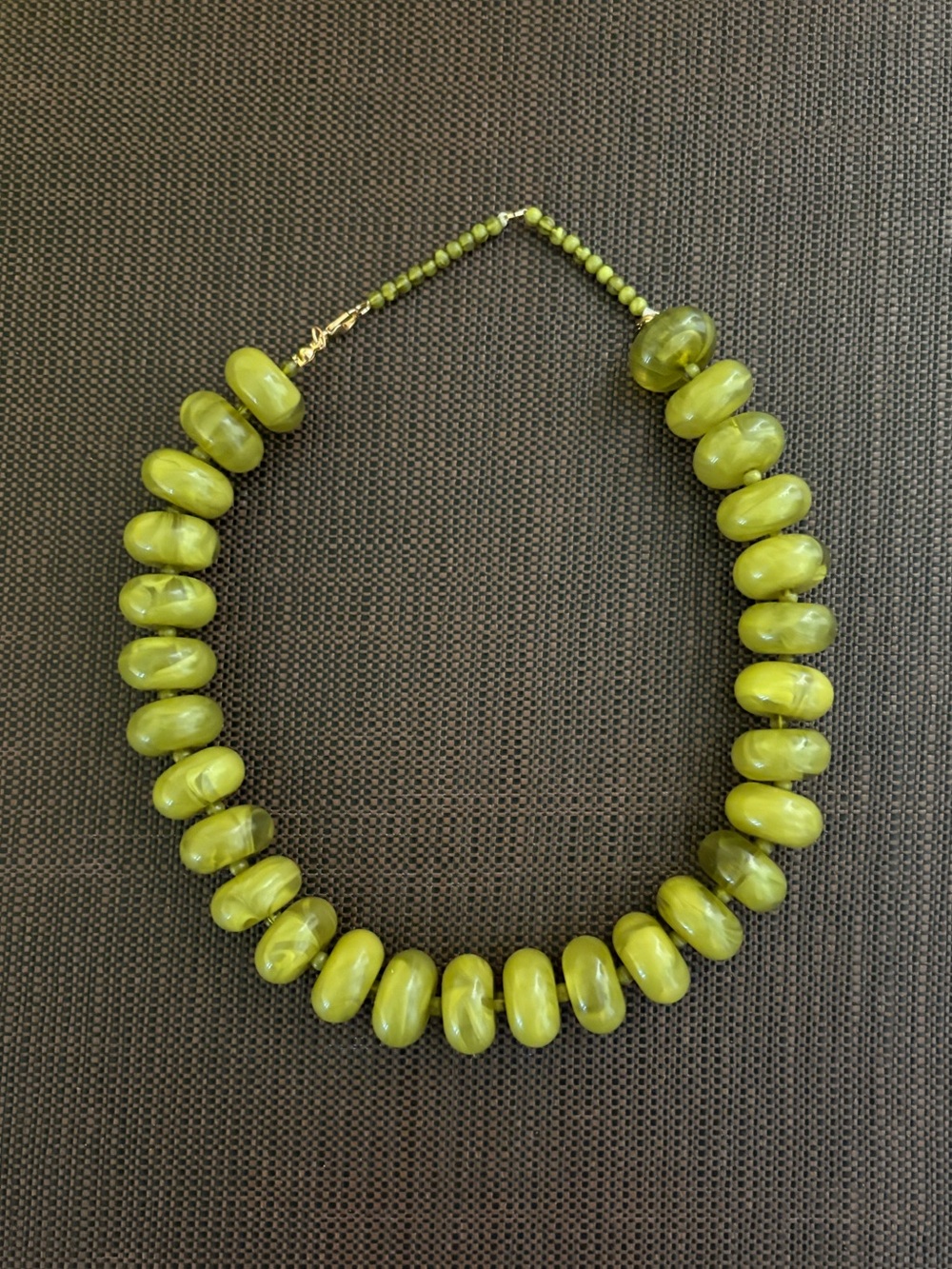 New! Olive Green Resin Chunky Beaded Statement Necklace - Women Jewelry - Picture 10 of 12